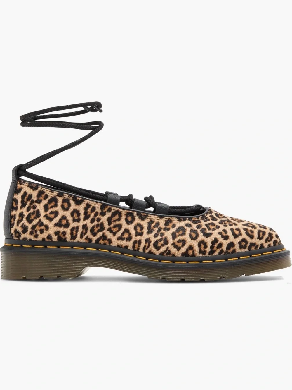 Dr. Marten’s Leopard Animal Print Lace-Up Elphie II Pointed Toe Ballet Flat